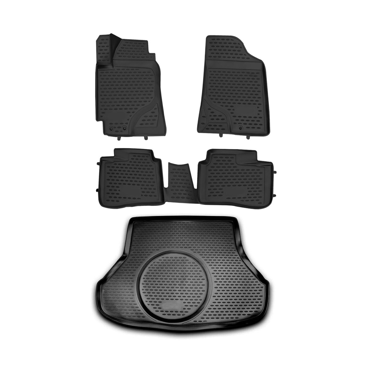 KIA FORTE 3D Floor-Trunk Mats - Omac - KIT - Black - '10-'13